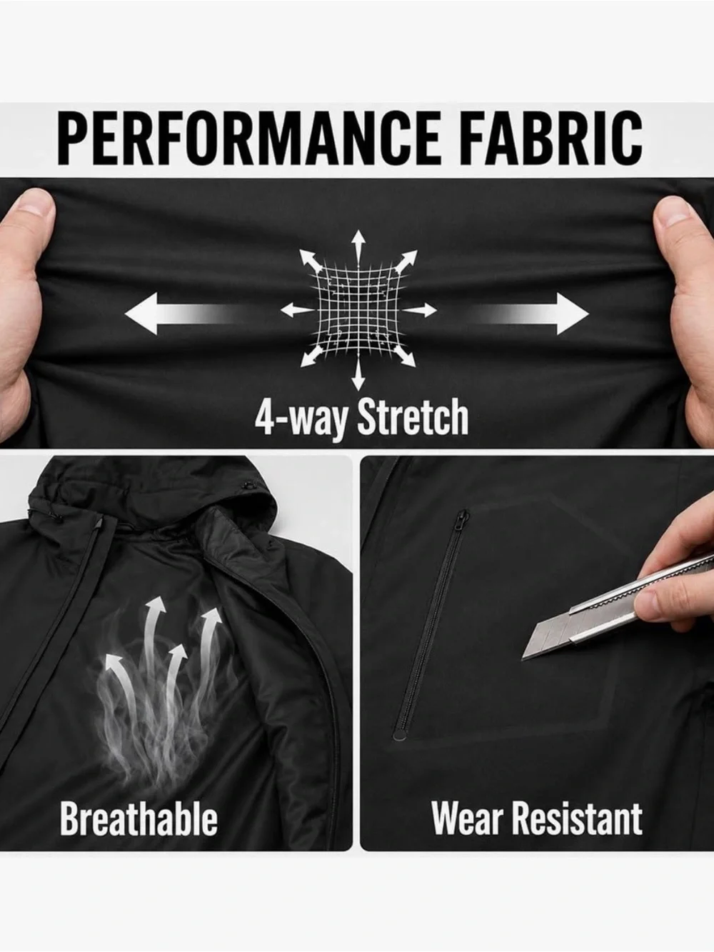 Mens (L) Lightweight Hooded Windbreaker Waterproof Rain Jacket Hiking